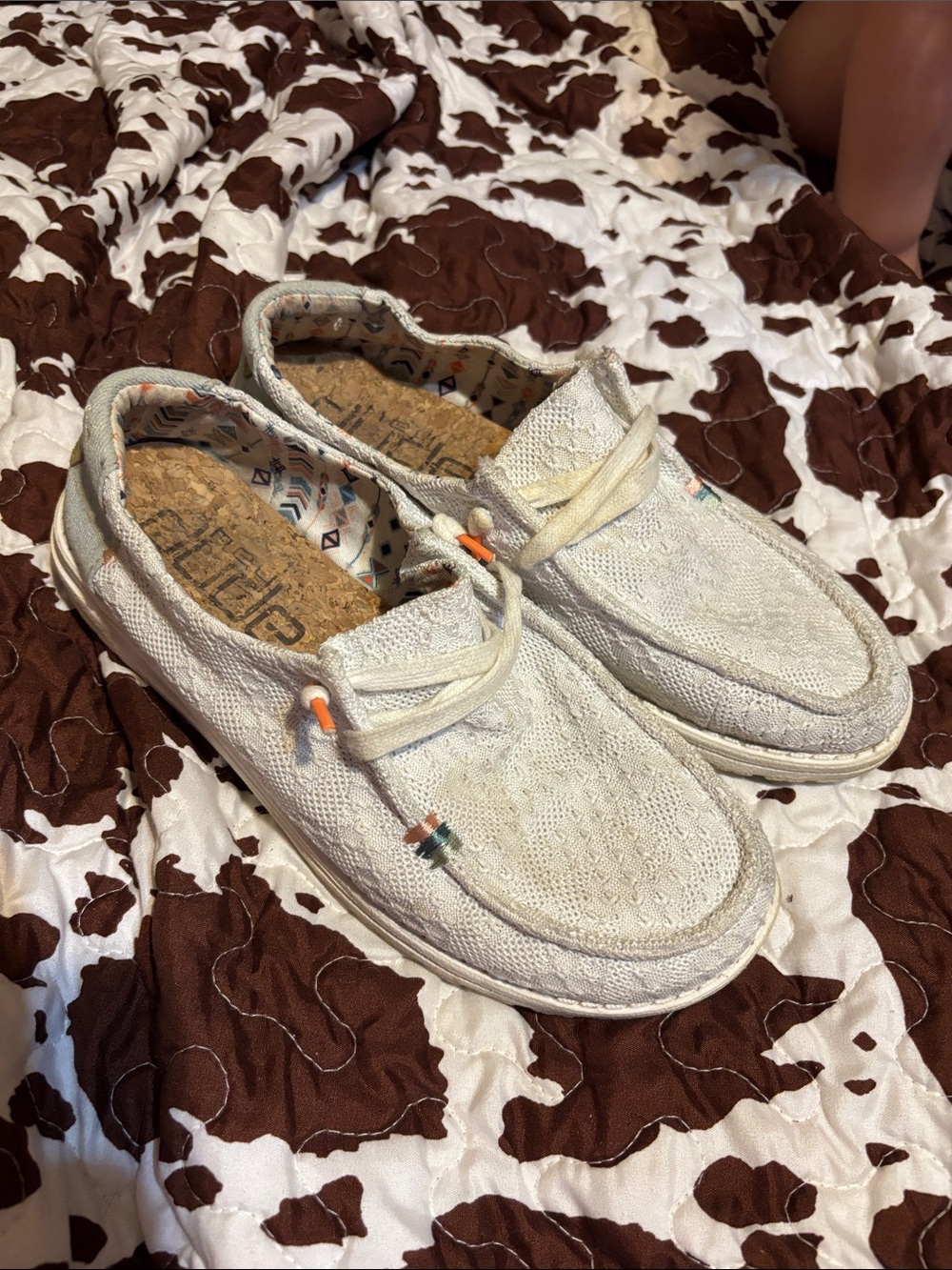 Hey dude Slip-On Shoes with Orange and Blue Pattern